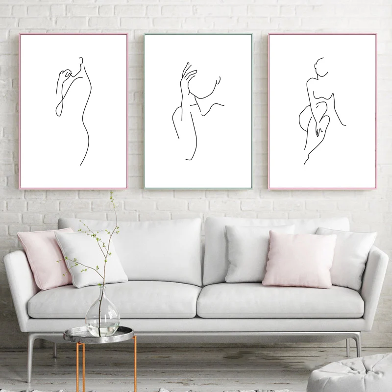Абстрактная линия обнаженного тела художественные принты Современная Настенная