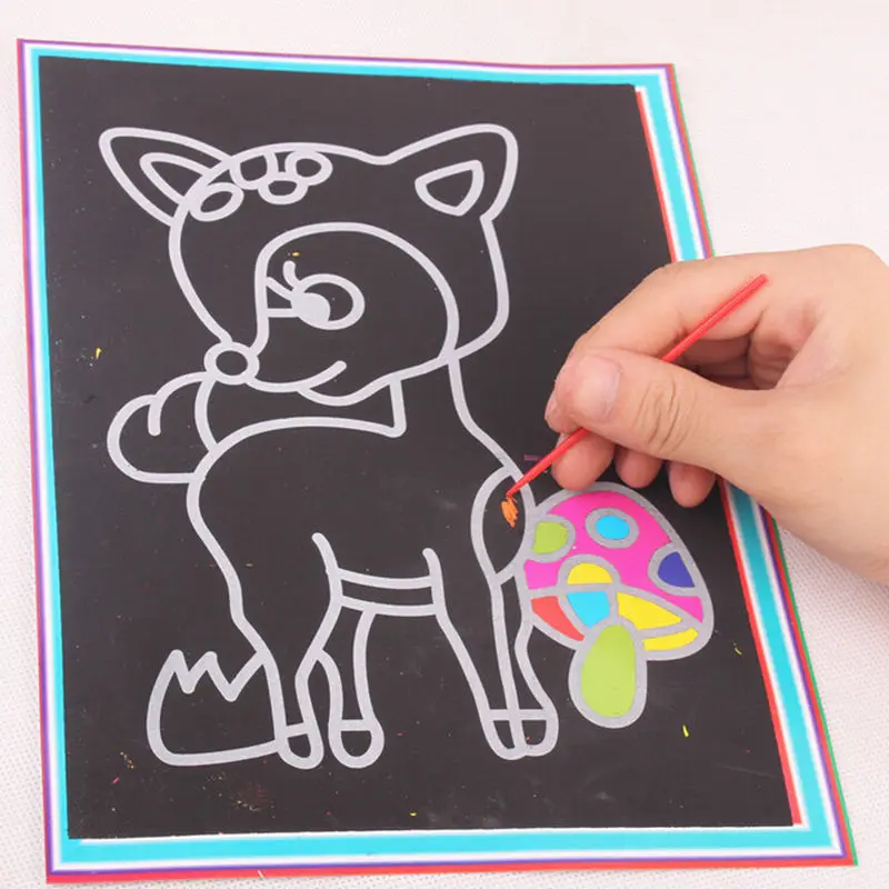 

1 шт. бумага для скретч Арта Волшебная бумага для рисования с Рисование палка для детей DIY Красочный Рисунок игрушки 26,5 см * 19 см