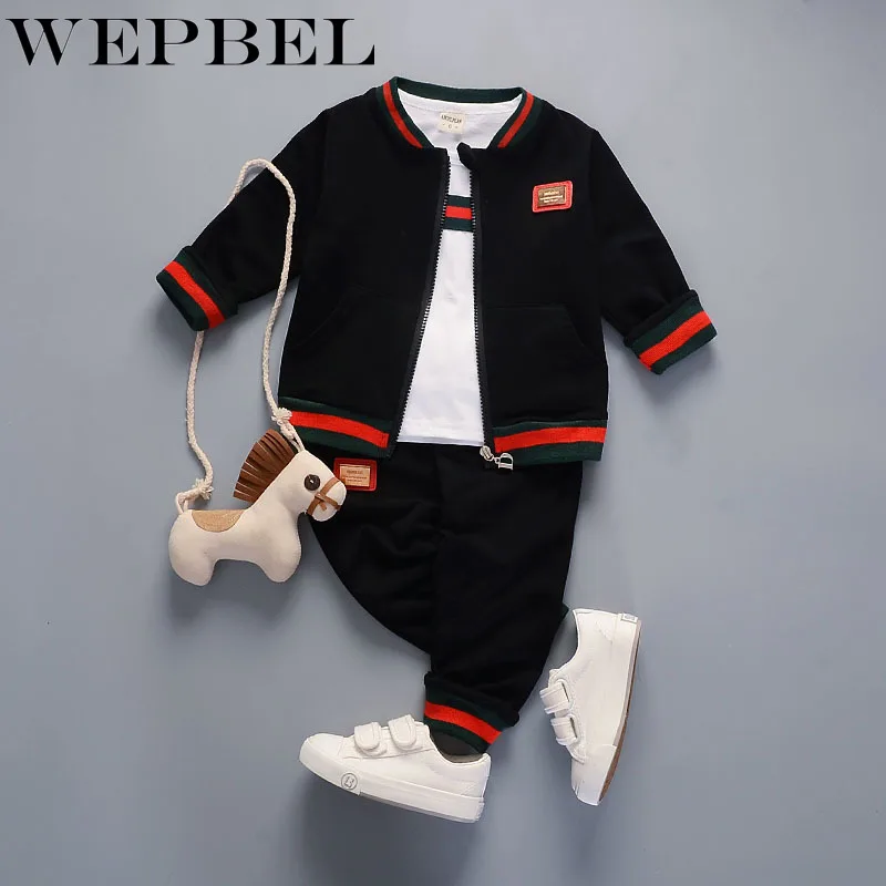 WEPBEL Toddler Infant Clothes Suits Baby Boys Girls Clothing Sets Coats T Shirt Pants Children Kids Casual Costumes | Детская одежда и