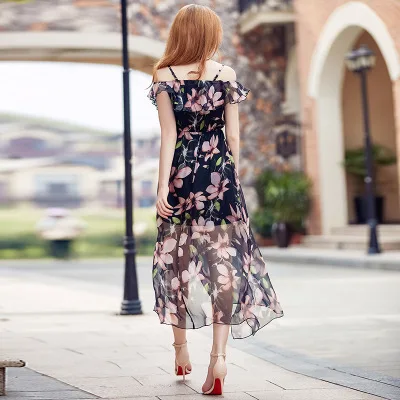 Новинка женское летнее платье элегантное винтажное длинное шифоновое в стиле