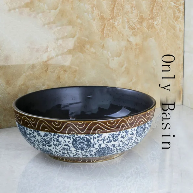 Only Basin KEMAIDI Европейский Винтажный стиль Lavobo Китай Искусство Керамическая Раковина шланг для ванной комнаты топ ванная раковина зеленый Умывальник - Цвет: Only Basin