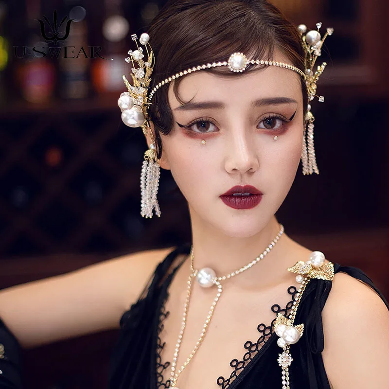 Роскошная золотая заколка для волос ручной работы из сплава циркония повязка на