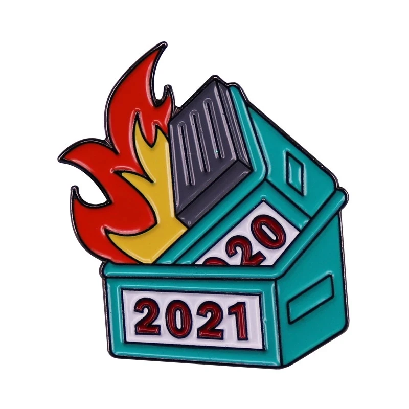 

Funny Trash Can Hard Enamel Pins Fire Brooches Women Men Lapel Badges Backpack Collar Fashion Jewelry Gifts For Kids Friend