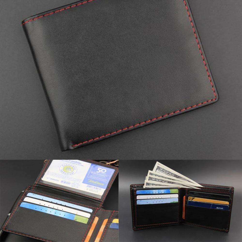 

New Black Mens Leather Credit Card Holder Wallet Bifold ID Cash Trifold Purse Clutch Dollar Slim Purse Wallet Money Clip