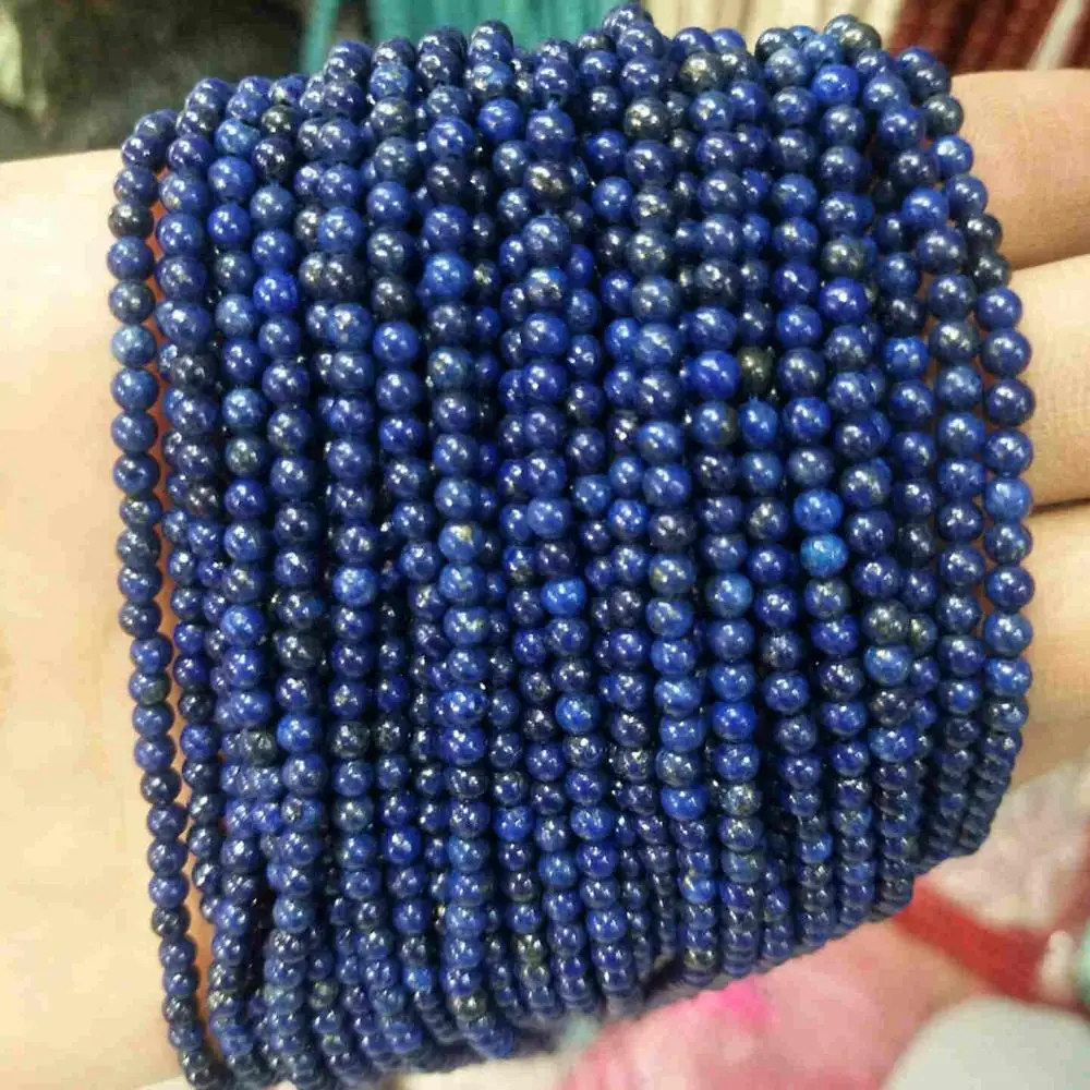 Lapis lazuli 2 мм 3 мм из натуральных круглых камней бусины розовый кварц аметисты лазурит Агаты бусины из нефрита для самостоятельного изготовления ювелирных изделий браслет ожерелье - Цвет: Lapis lazuli