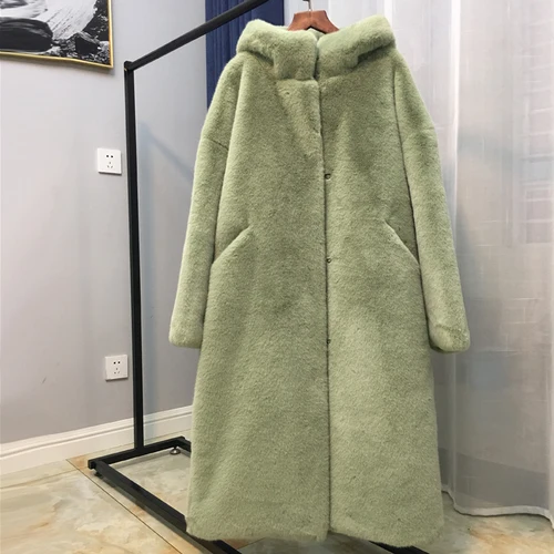 bean green 8 цветов,, зимние толстые теплые женские пальто с искусственным мехом большого размера, Длинная Верхняя одежда с капюшоном из искусственного меха норки, w2002 - Цвет: bean green