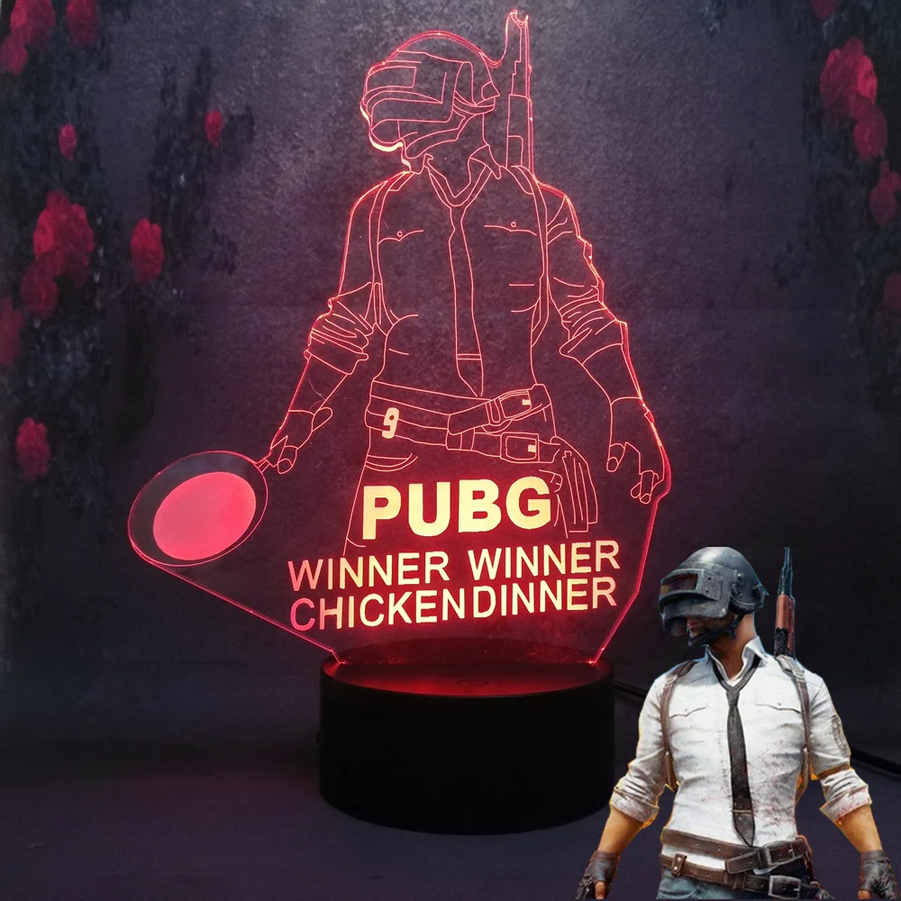 Настольная лампа Креативный светодиодный 3d светильник для игр Battle Royale PUBG Winner TPS