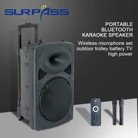 portable sound amplifier box 15inch bt karaoke speaker with wireless microphone set outdoor trolley battery high power speakers