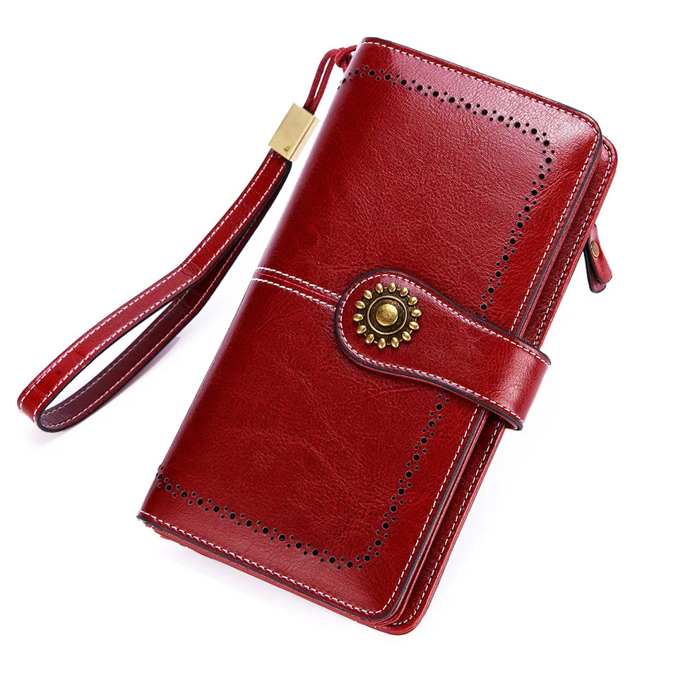 New ladies wallet RFID antimagnetic wallet European and American cowhide wallet wallet large-capacity zipper buckle clutch