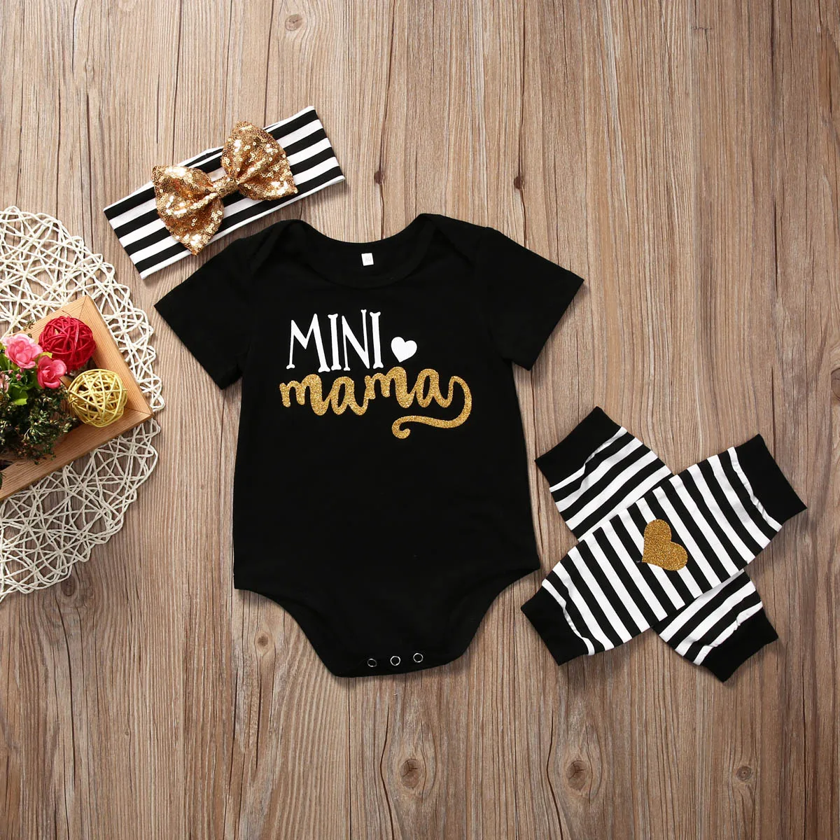 Боди с надписью для новорожденных Mini Mama комплект одежды боди маленьких девочек +