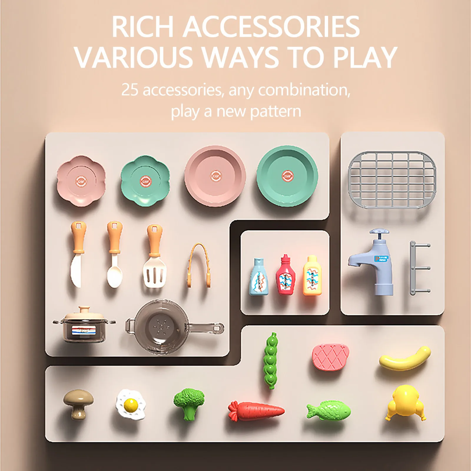 

Play House Children's Toy Multifunctional Simulation Kitchen Shopping Cart Toy Food Wash Sink Cooking Cookwares Role Play Toy