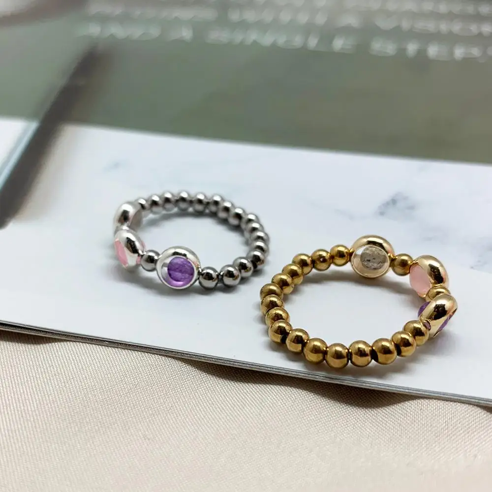 Французский винтажный золотой бисер серебряного цвета кольца для женщин