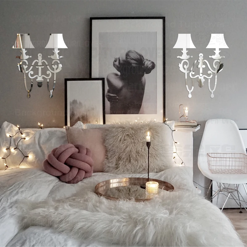 2 комплекта зеркальных настенных стикеров s стикер Декор для дома спальни лампа