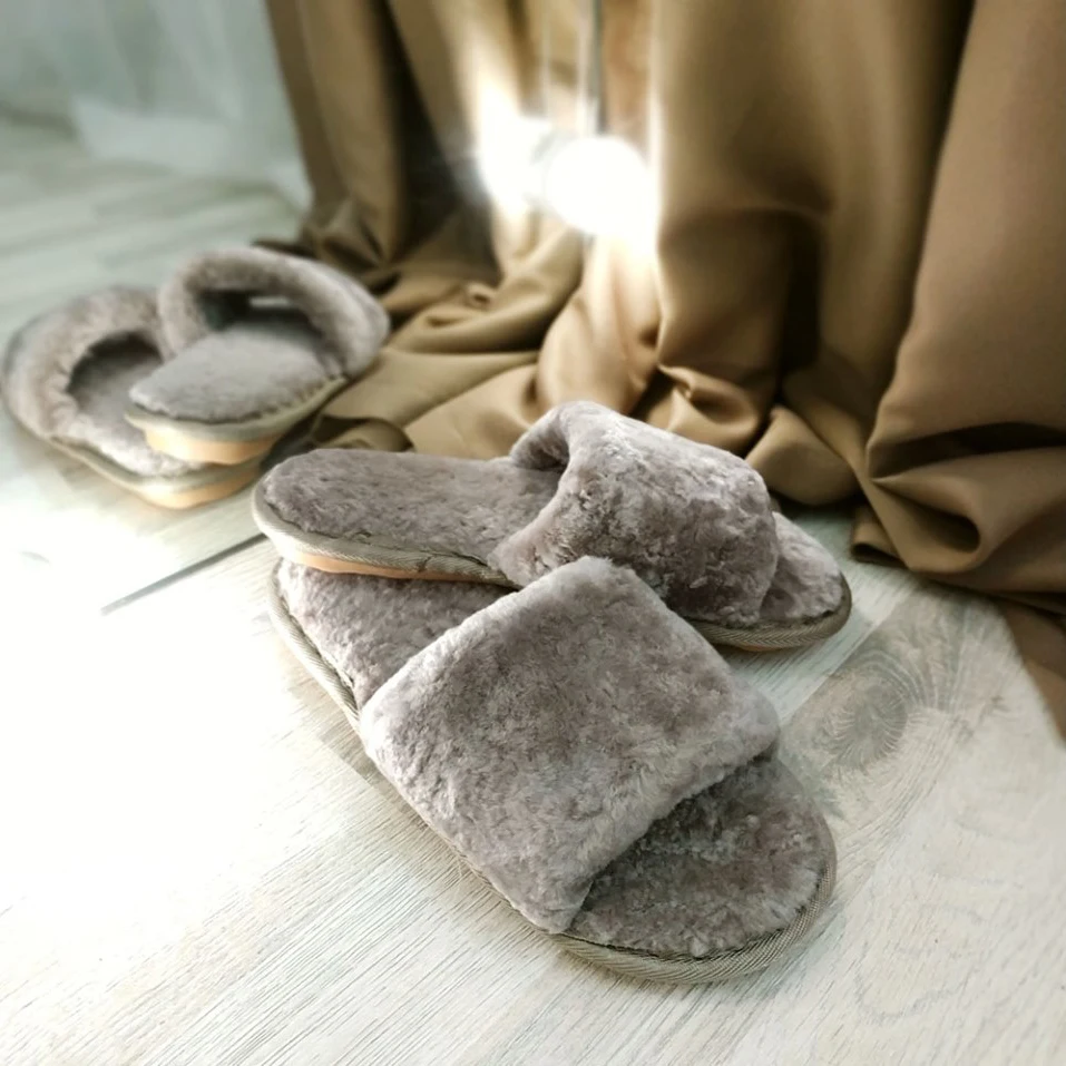 Зимние Модные мужские домашние тапочки 100% меховые теплые туфли с овчиной дамские