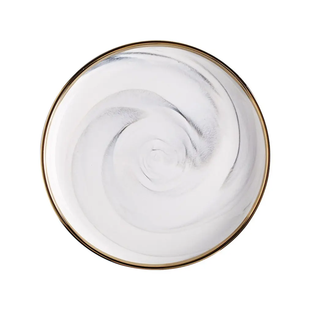 1 шт мраморный узор фарфоровая тарелка керамическая обеденная столовая посуда
