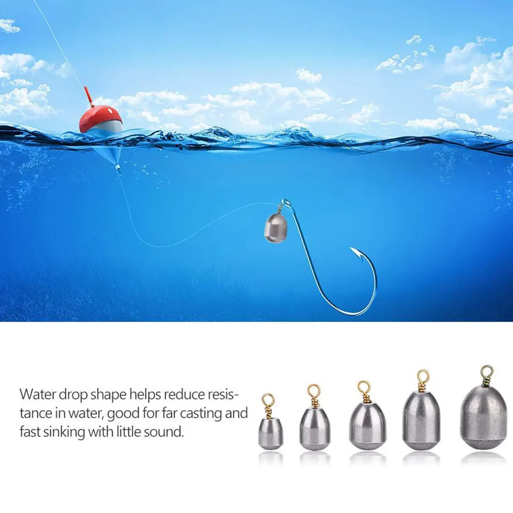 

20 Pcs/box Open Bite Lead Set Bare Fishing-clip Drop Biting Round Plumb Bob Auxiliary Fishing Tackle Gear Fishing Accessories