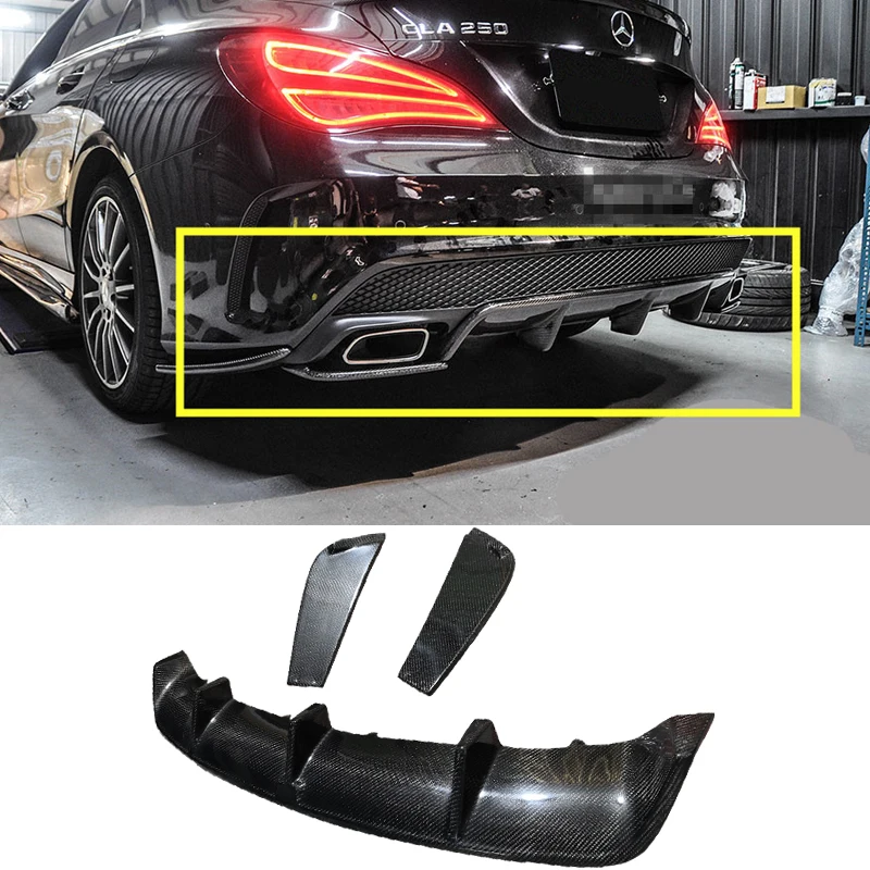 Углеродного волокна черный диффузор губа на задний бампер для Mercedes Benz CLA-Class W117