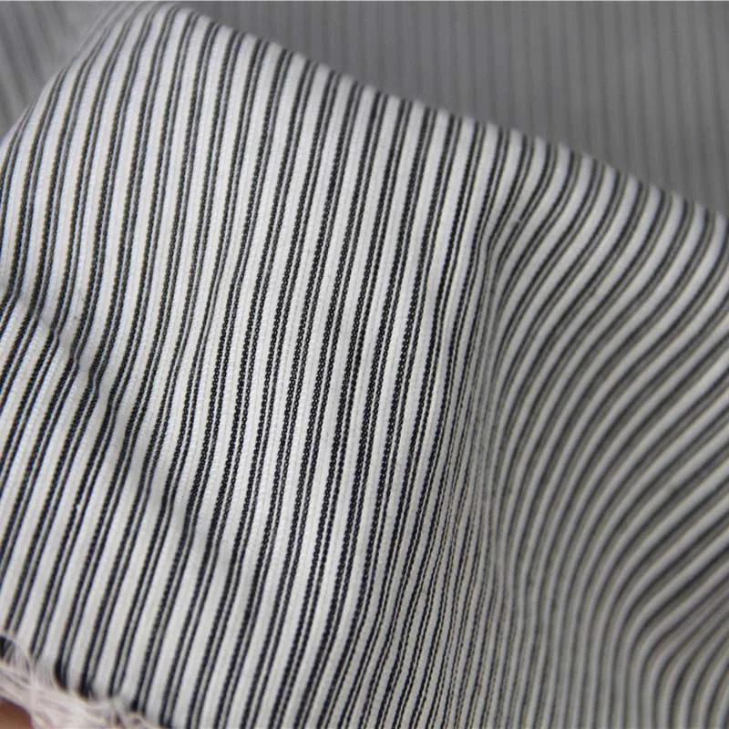 

100% Cotton Yarn Dyed Concave-Convex WHITE BLACK Stripe Fabrics for DIY Handwork Autumn Apparel Shirt Dress Pants Tissue Textile