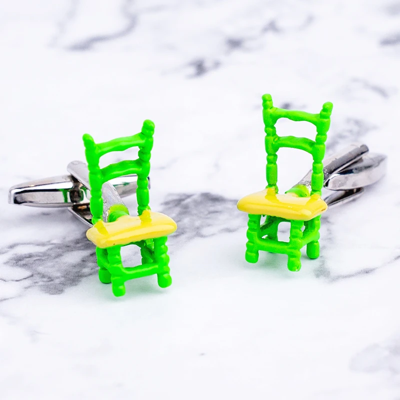 Новинка мужские запонки забавные в форме стула разноцветные для вечеринки
