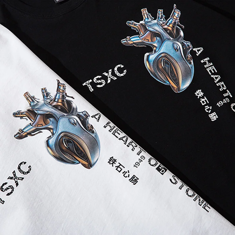 Футболка мужская хип-хоп оверсайз 2020 уличная футболка с железным сердечком