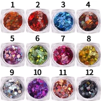 1g holographic nail sequins glitter powder laser maple leaf metallic%c2%a0color uv gel polish shining chrome flakes nails accessories