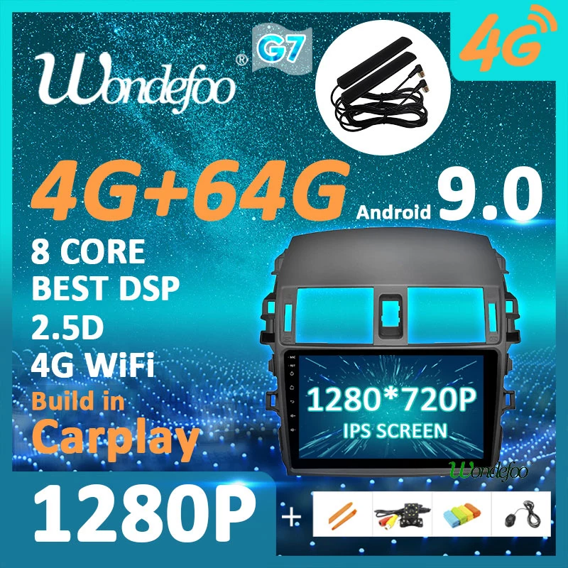1280P Android 9,0 Carplay 4G 64G радио для Toyota Corolla 10 E150 E140 2006-2013 gps навигация ips экран DSP без DVD головного устройства
