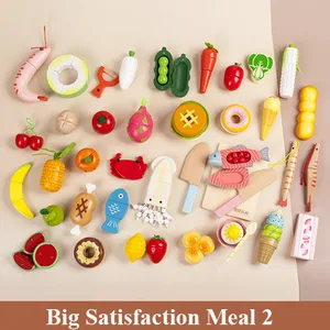 Игрушка Woo, Деревянная Классическая игра, имитация кухонной серии, игрушки для резки фруктов, овощей, набор игрушек, Монтессори, подарок для раннего развития