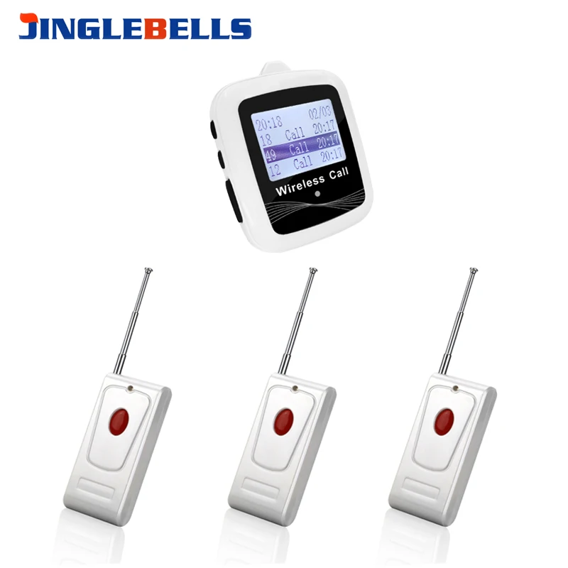 Long Range Wireless Paging System Big Screen Watch Receiver And Call Button with Antenna For Restaurant Hotel Hospital