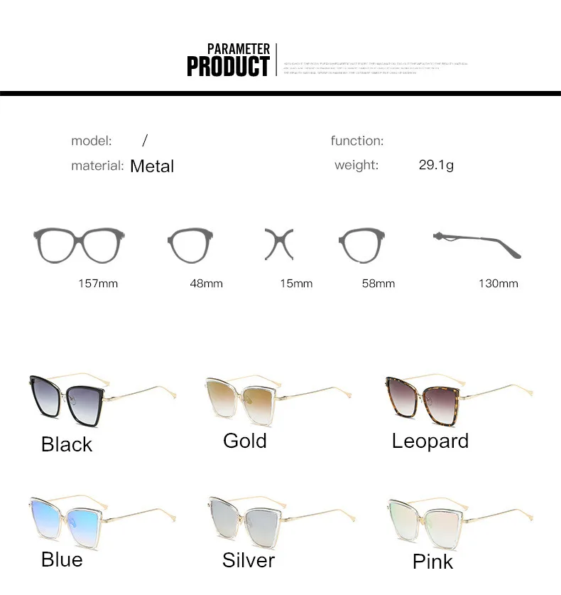 

Cat Eye Sunglasses Women Metal Glasses Fashion Brand Design Uv400 Mirror Female Luxury Sun Glasses Anti-Reflective New 2021