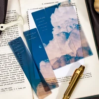 5pcs cosmic roaming bookmarks for books matte transparent pvc bookmark moon star galaxy sky cloud drawing reading gift a6544