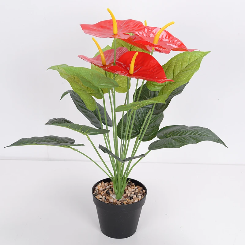 

New 53cm Artificial Anthurium Flower Wedding Hotel Company Family Garden DIY Living Room Decoration Photography Props Cheap