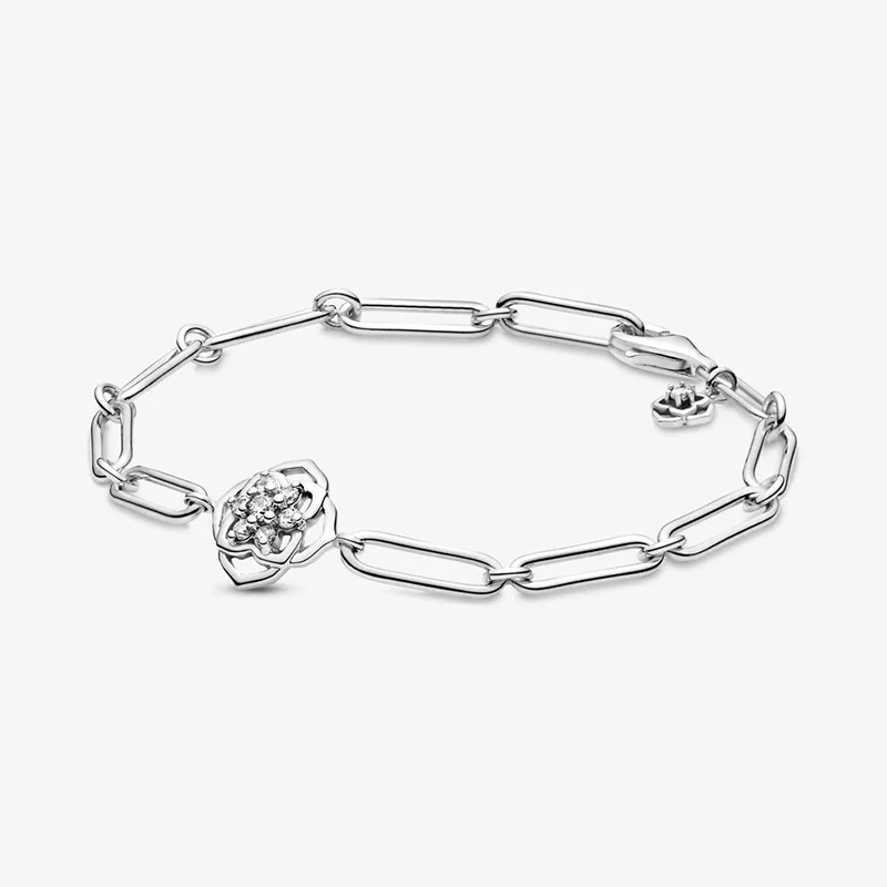 

Rose Petals Bracelet New 100% 925 Sterling Silver Link Bracelet Fit European Charms Diy Jewelry