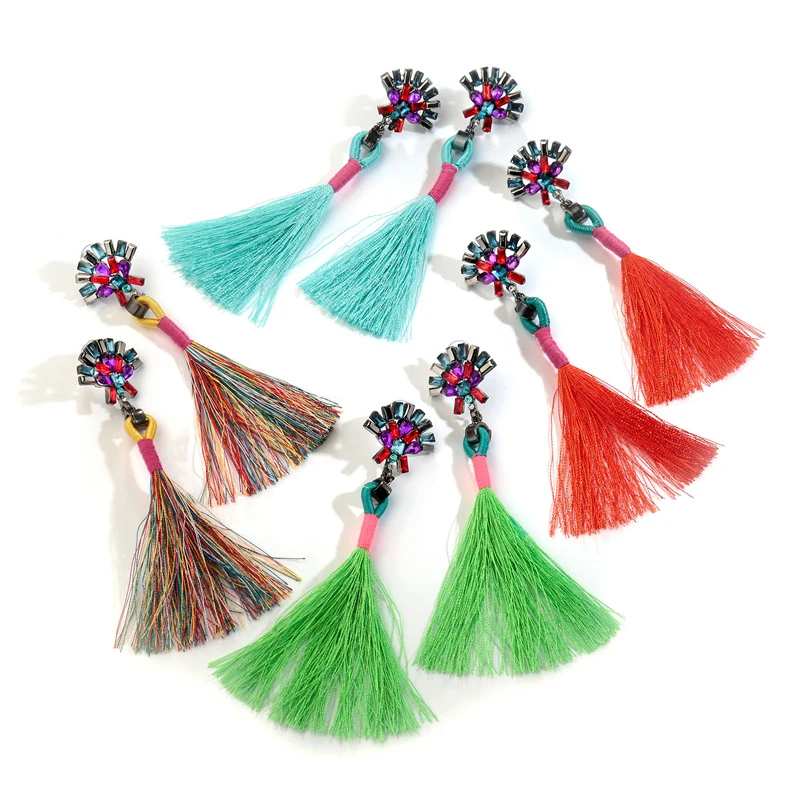Женские богемные висячие серьги с бахромой модные длинные в Ретро этническом