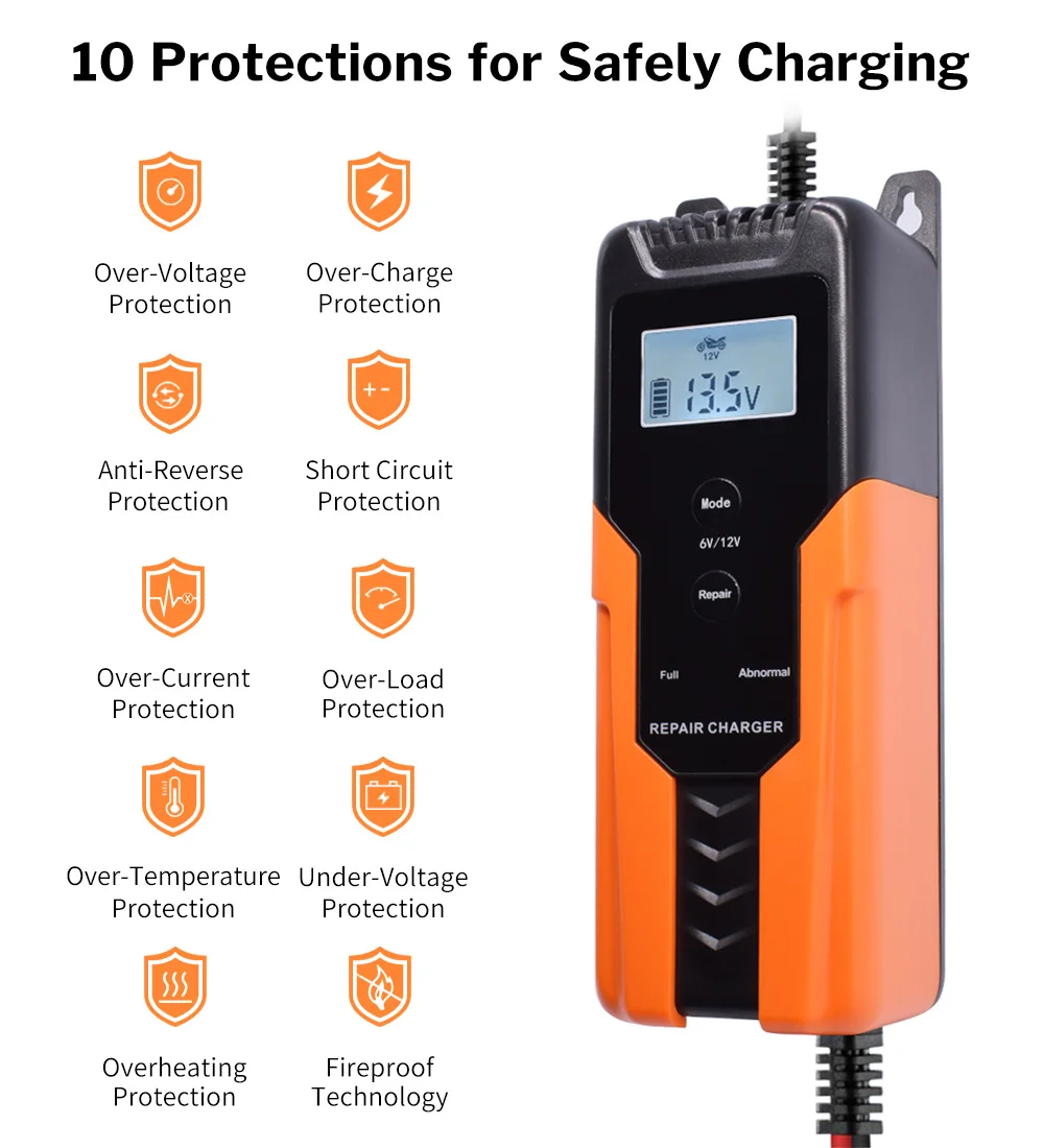 Полностью автоматическое автомобильное зарядное устройство Deelife 6 в/12 В 4A режим