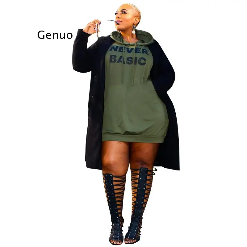 Dresses for Women 2021 Letter Print Hoodie Casual Loose Mini Dress Sweat Suits Spring Clothes Hoodie Female