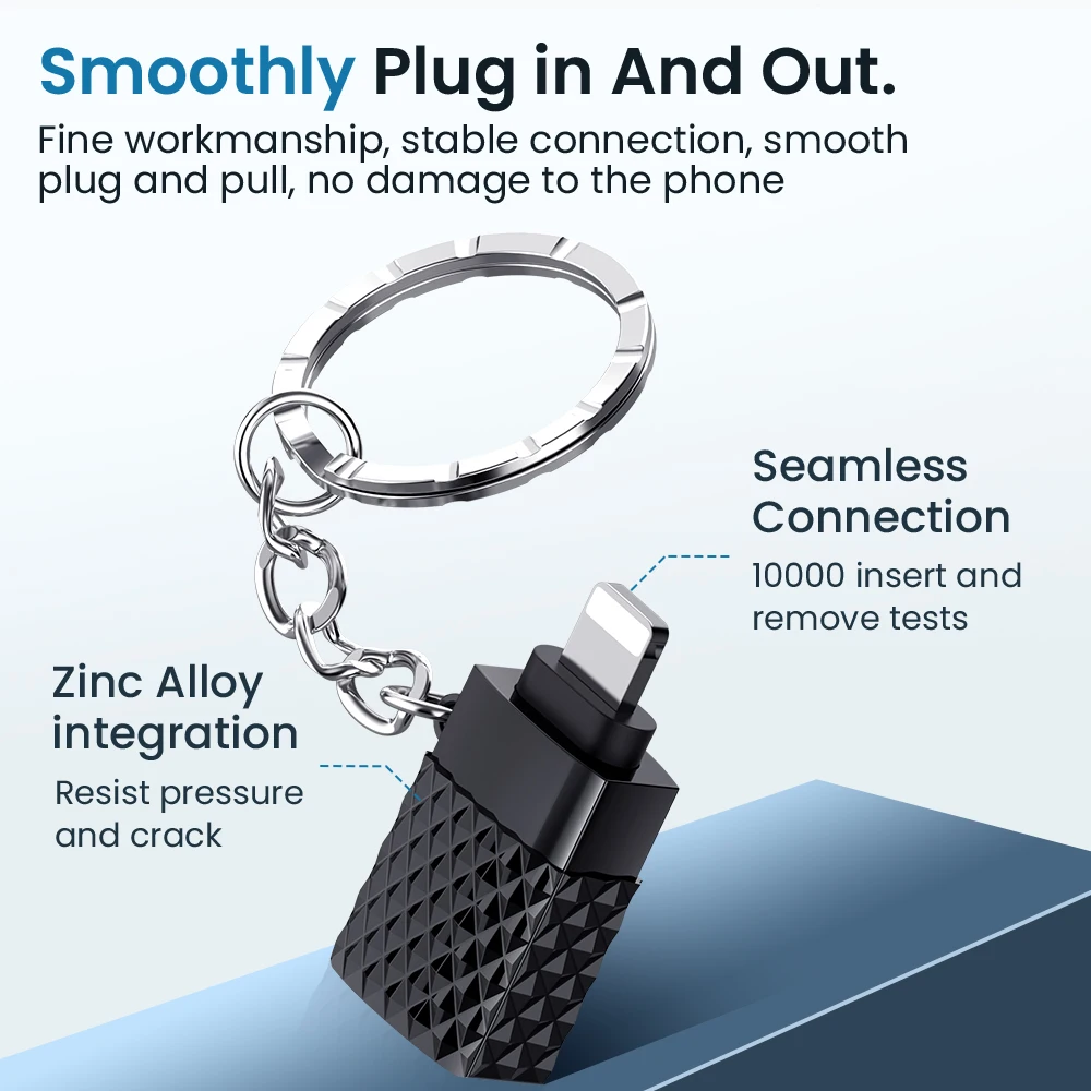 

Mini USB 3.0 To Lighting 8 Pin For iPhone OTG Adapter With Key Chain For iOS 13 14 Above system Sync Data OTG Adapter Converter