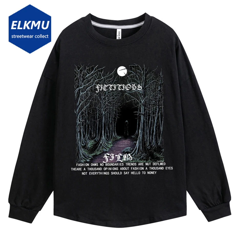 Футболка мужская оверсайз в стиле хип-хоп модная тенниска готическом хлопковая