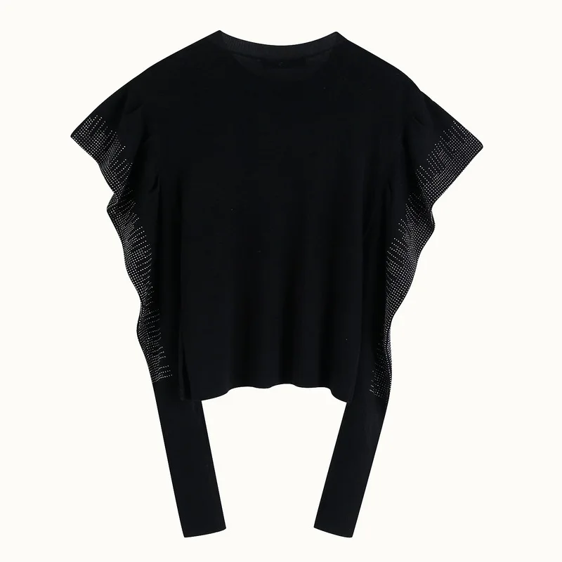 2019 za женский модный вязаный свитер с блестящими рукавами тонкий Топ модные