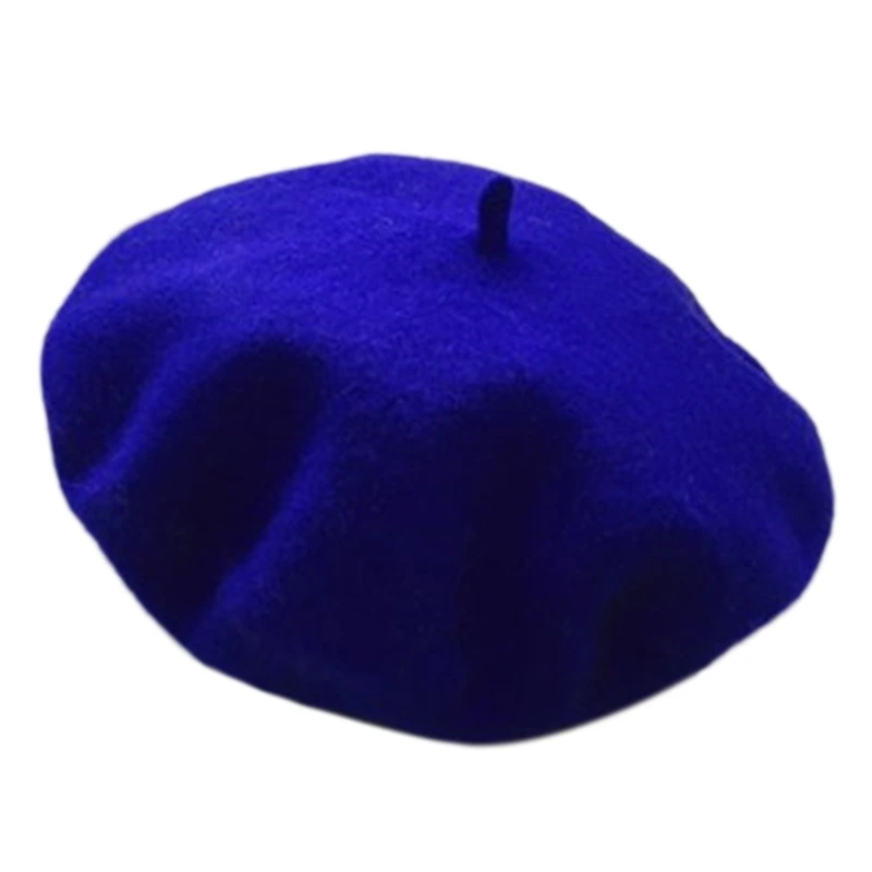 

Women Winter Warm Faux Wool Elastic Beret Hat Simple Solid Color Retro Classic French Artist Painter Elegant Beanie Cap