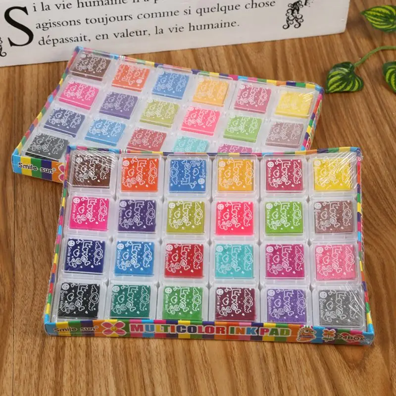 

C5AF 24Pcs Mini Kids Fingerprint Painting Colorful Ink Pad Stamp Partner Baby DIY Art Craft Seal Graffiti Tool Early Educational