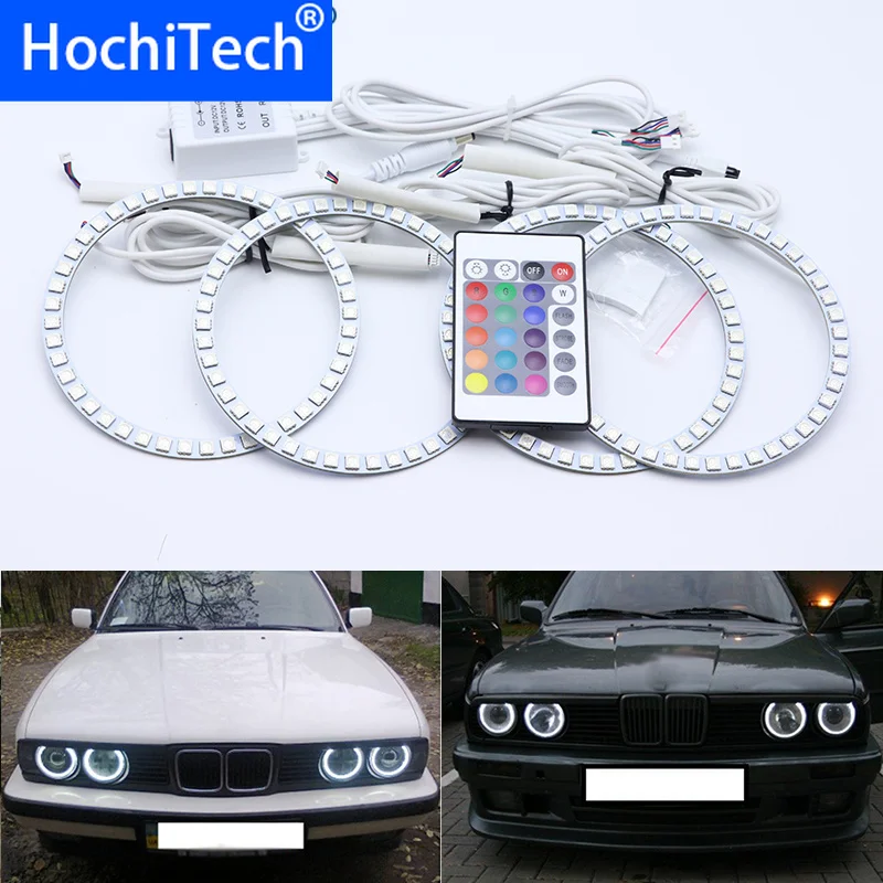 Для BMW E30 E32 E34 Многоцветный комплект светодиодов глаза ангела RGB гало кольца
