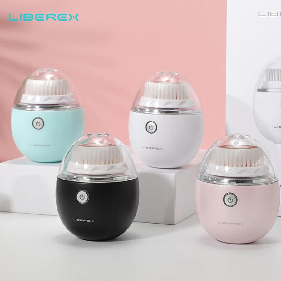 

Ультразвуковая электрическая щетка для чистки лица Liberex IPX7, водонепроницаемая мягкая Массажная щетка для глубоких пор с 3 головками, Беспро...
