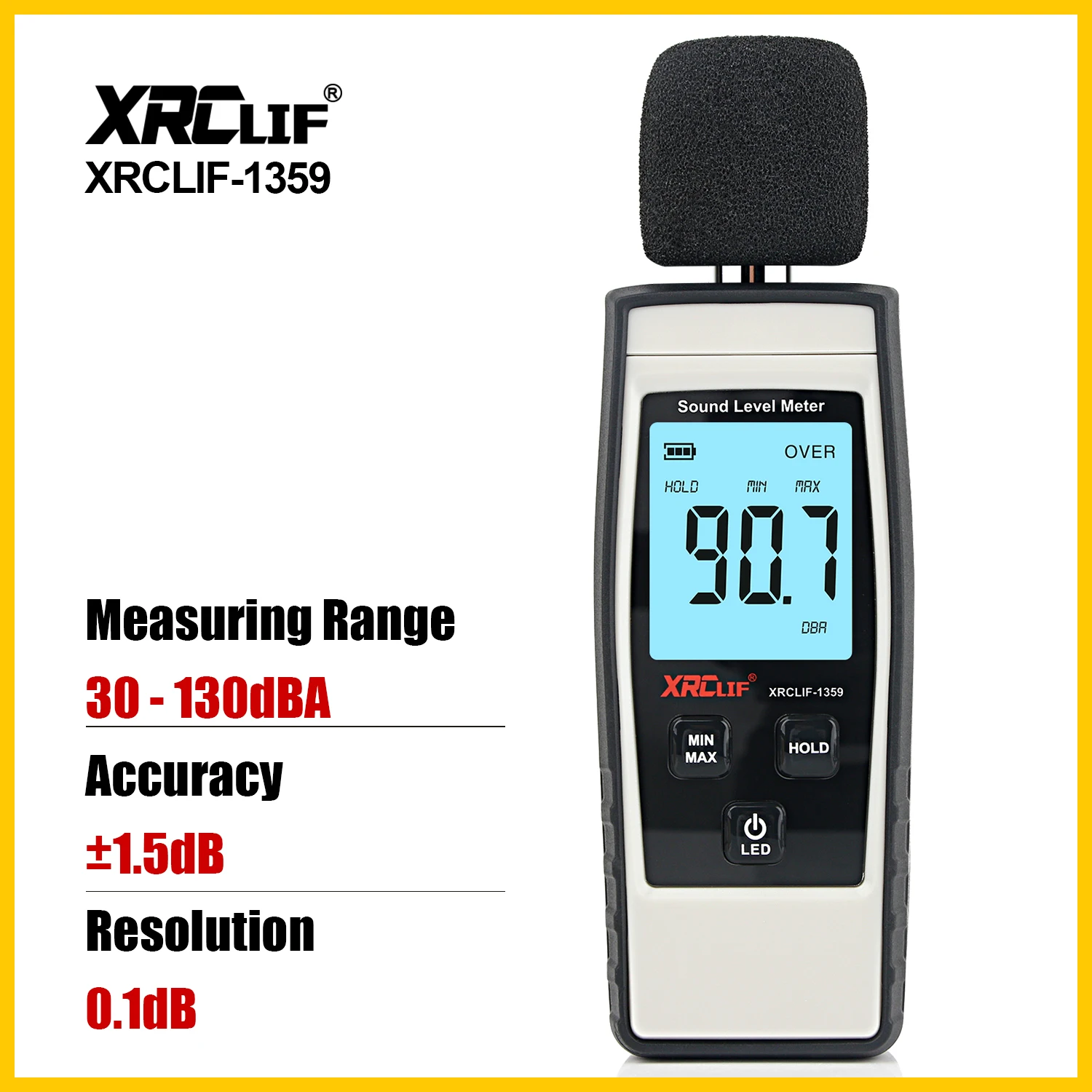 XRCLIF ses seviyesi ölçer dijital DB seviye ölçer ses monitörü 30-130dB Decibelimeter gürültü ölçer