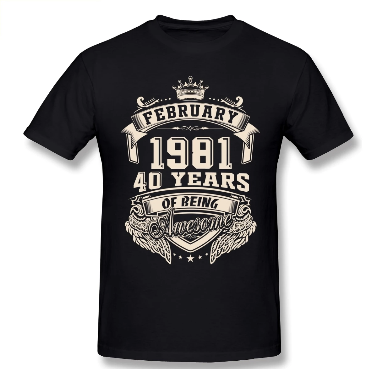

Custom Logo Born In February 1981 40 Years Of Being Awesome T Shirt Big Size O-neck Cotton Short Sleeve Tshirt Men