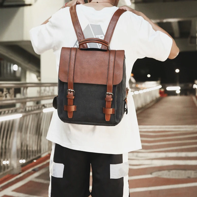 Vintage Women Canvas Backpacks for Teenage Girls School Bags Large Patchwork Backpack |