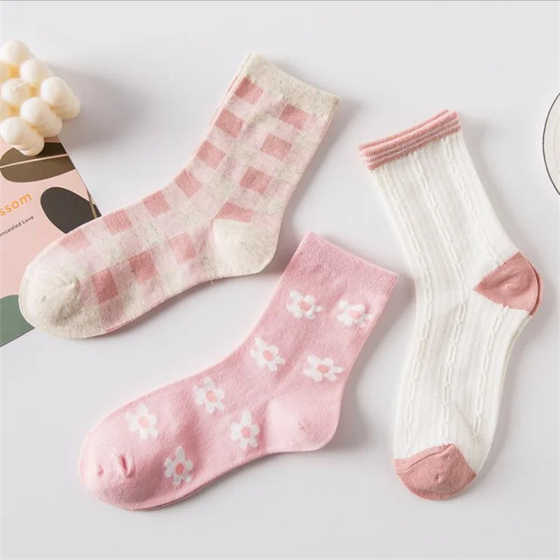 

1 Pairs Women Socks Spring Soft Cotton Cartoon Design High Quality Pink Lolita Sweet Girl's Kawaii Cute Woman Socks