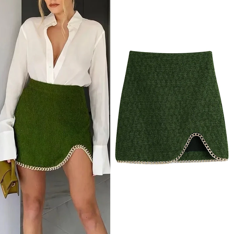 

Женская твидовая мини-юбка с высокой талией, на осень/зиму