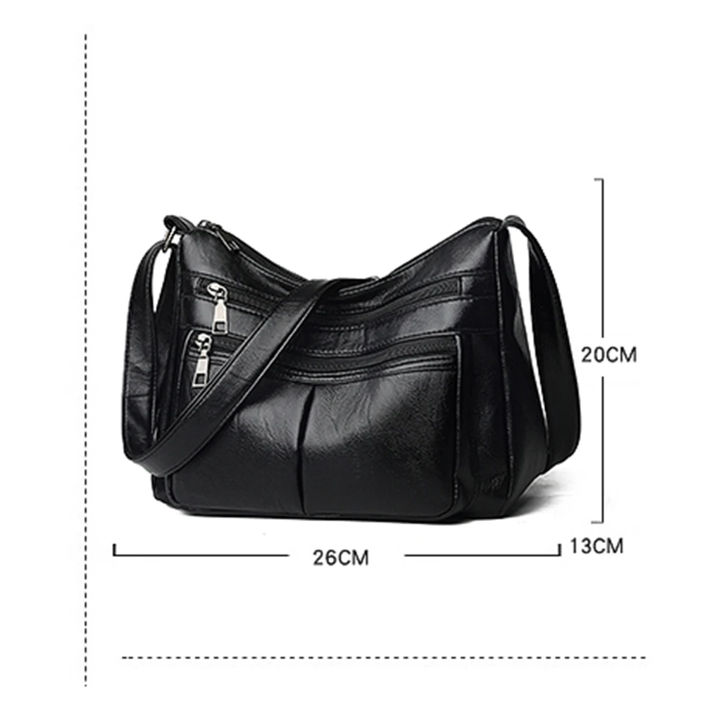 

Fashion Vintage PU Leather Shoulder Bags Elegant Women Large Capacity Mother Daily Bags Travel Multi-pocket Messenger Bag 2021