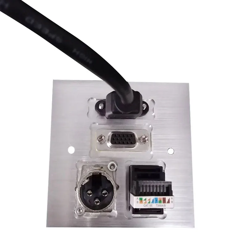 Панель из алюминиевого сплава 86 разъемов Vga Hdmi 3pin Xlr Rj45 сетевой домашний гостиничный номер Ktv настенный Vga Hdmi монтажная плата