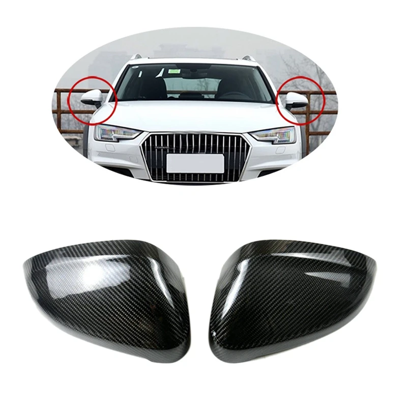 

Real Carbon Fiber Mirror Cover Rearview Side Mirror Cap S Line for - B9 A4 S4 RS4 A5 RS5 2017-2022